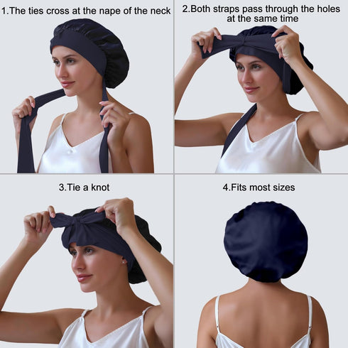 22 Momme Silk Sleep Cap with Ice Silk Band (T)